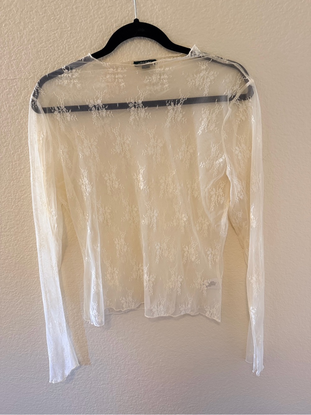 wild fable Sheer Lace Long-Sleeve Top - Cream